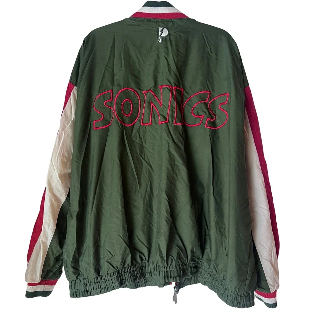 Vintage Pro Player Seattle Sonics NBA‎ Windbreaker Jacket Green Red Mens XL